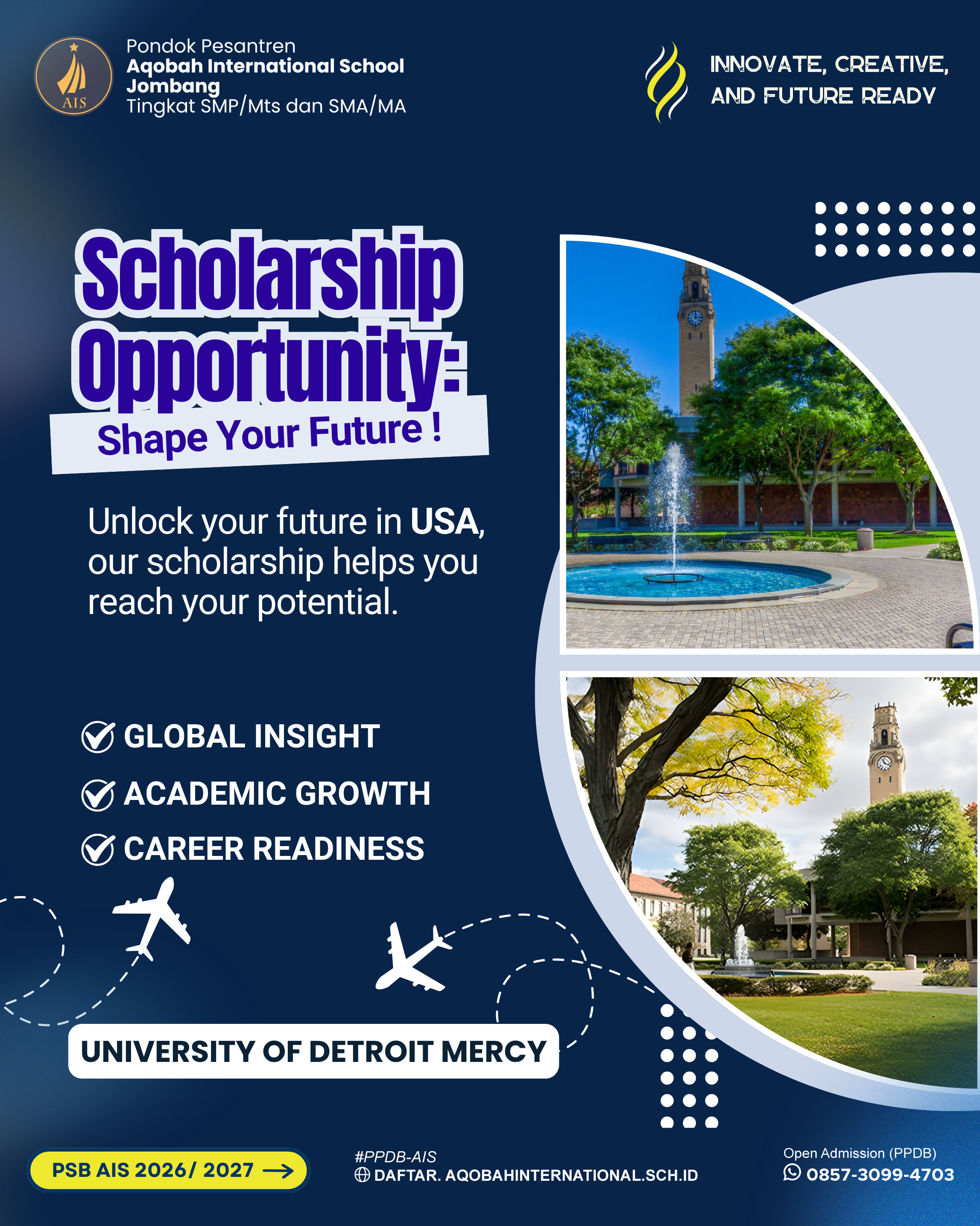 Ingin Kuliah S1 Gratis di Amerika? Beasiswa University of Detroit Mercy 2026 Resmi Dibuka